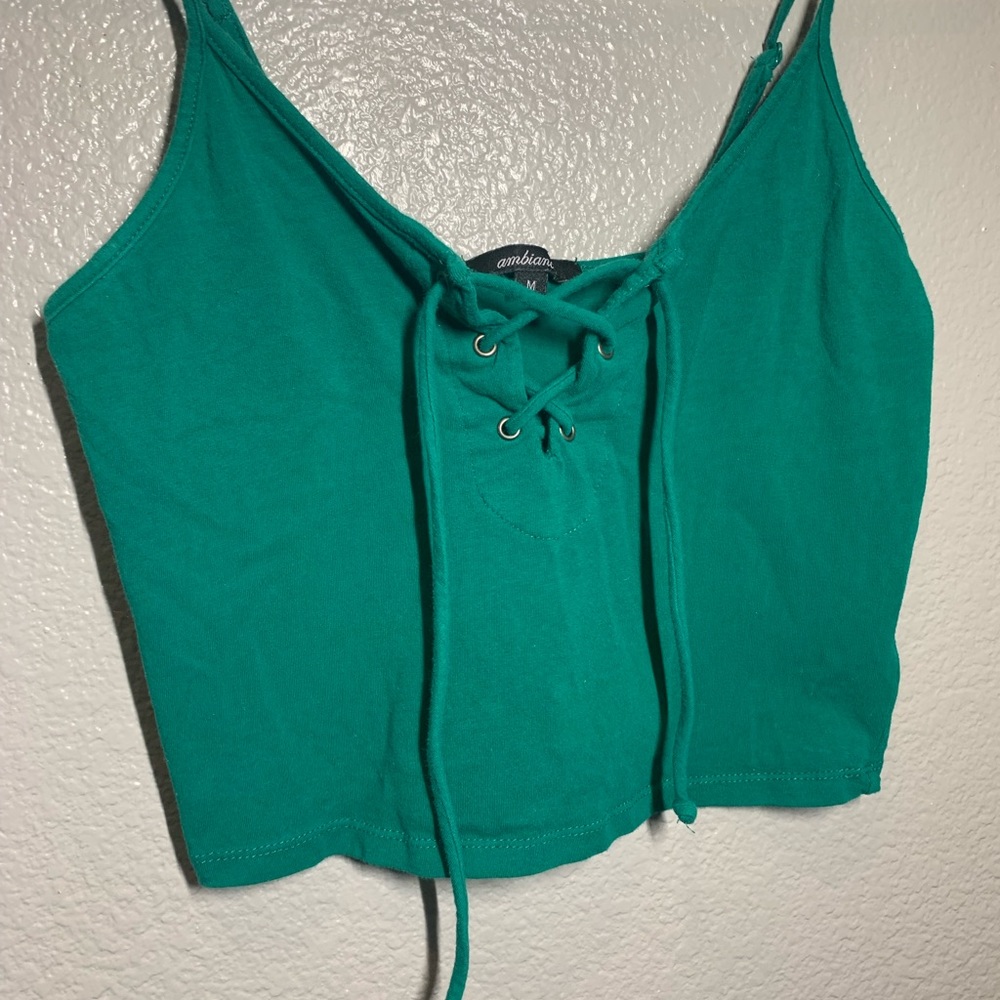 Green Criss Cross Crop Top